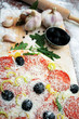 Pizza and the ingredients