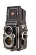 Old photo camera on a white background