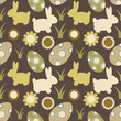 Seamless Easter pattern with eggs and bunnies