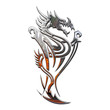 Ilustracion de un Dragon Mitico en Cromo y Fuego