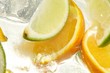 leaf mint and cut citrus in ice