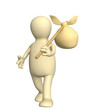 3d traveller - puppet, carrying bag on a stick