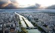 City of Paris and Seine River from High Up