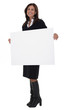 Business woman holding a sign