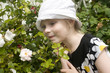 Little girl and flowers