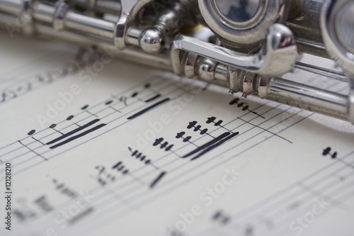Flute and old Sheet music