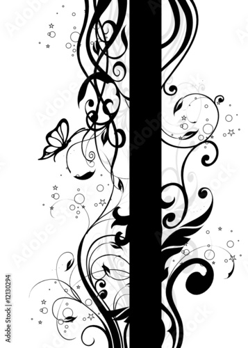 barre verticale floral noir et papillons barre verticale floral noir et papillons