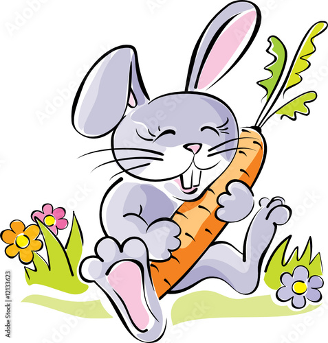 cute cartoon carrot. Funny cartoon rabbit, holding