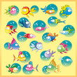Family of fish with background