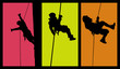 Three Abseiling Silhouette