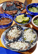 Sopes con queso y tacos de barbacoa. México Sopes con queso y tacos de barbacoa. México