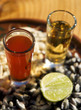 Tequila con sangrita. México Tequila con sangrita. México