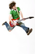 passionate guitarist jumps in the air passionate guitarist jumps in the air
