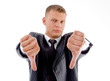 portrait of professional with thumbs down