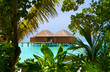 Water bungalows on a tropical island