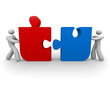 People Pushing Puzzle Pieces