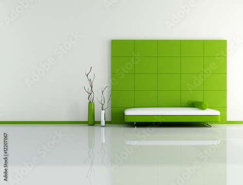 minimal green living room