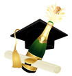 Champagne graduation hat and diploma Champagne graduation hat and diploma