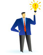 Business man with light bulb
