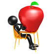 Student With Giant Apple On Desk Student With Giant Apple On Desk