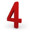 Number Four on White Background