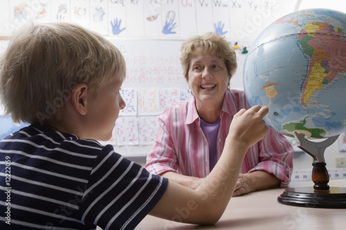 Photo: Little Boy Learning Geography Little Boy Learning Geography