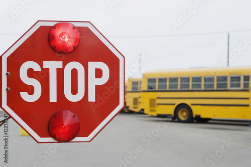 Photo: Stop Sign on School Bus Stop Sign on School Bus