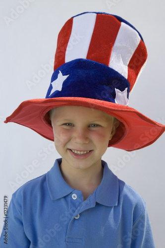 Photo: Boy Wearing Stars and Stripes Top Hat Boy Wearing Stars and Stripes Top Hat
