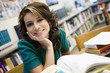 High School Student in Library