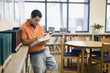 High School Student Studying in Library