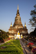 Wat Yai Chai Mongkol Temple at Sunset in Ayutthaya Thailand