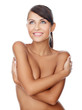 Portrait of beautiful and sexy woman on white