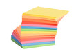Stack of multicolored notes  on white background