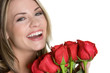 Laughing Woman With Roses