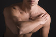 Young Sporty Man over Black Background, Body Parts