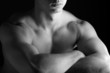 B&W Young Sporty Man over Black Background, Body Parts