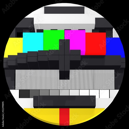Illustration: TV test card 3d front view TV test card 3d front view