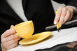 Businesswoman working with financial reports.