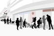 illustration of people walking down the street illustration of people walking down the street