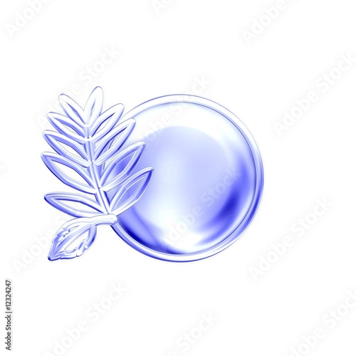 Feuilles et  goutte bleu
