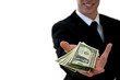 elegant young guy with money in his hand elegant young guy with money in his hand
