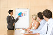 confident business woman giving presentation