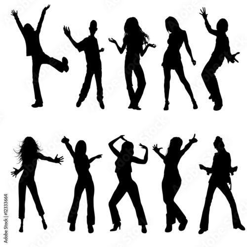 Illustration: Happy people silhouettes Happy people silhouettes