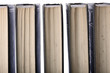Row of old leather-bound books