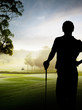 silhouette of golfer