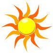 A blazing hot sun vector isolated on a white background