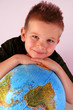 Boy with globe