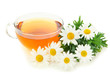 Herbal camomile tea isolated on white background Herbal camomile tea isolated on white background