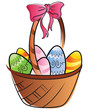 Basket with Various Coloured Easter Eggs