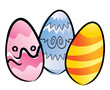 Three Coloured Easter Eggs